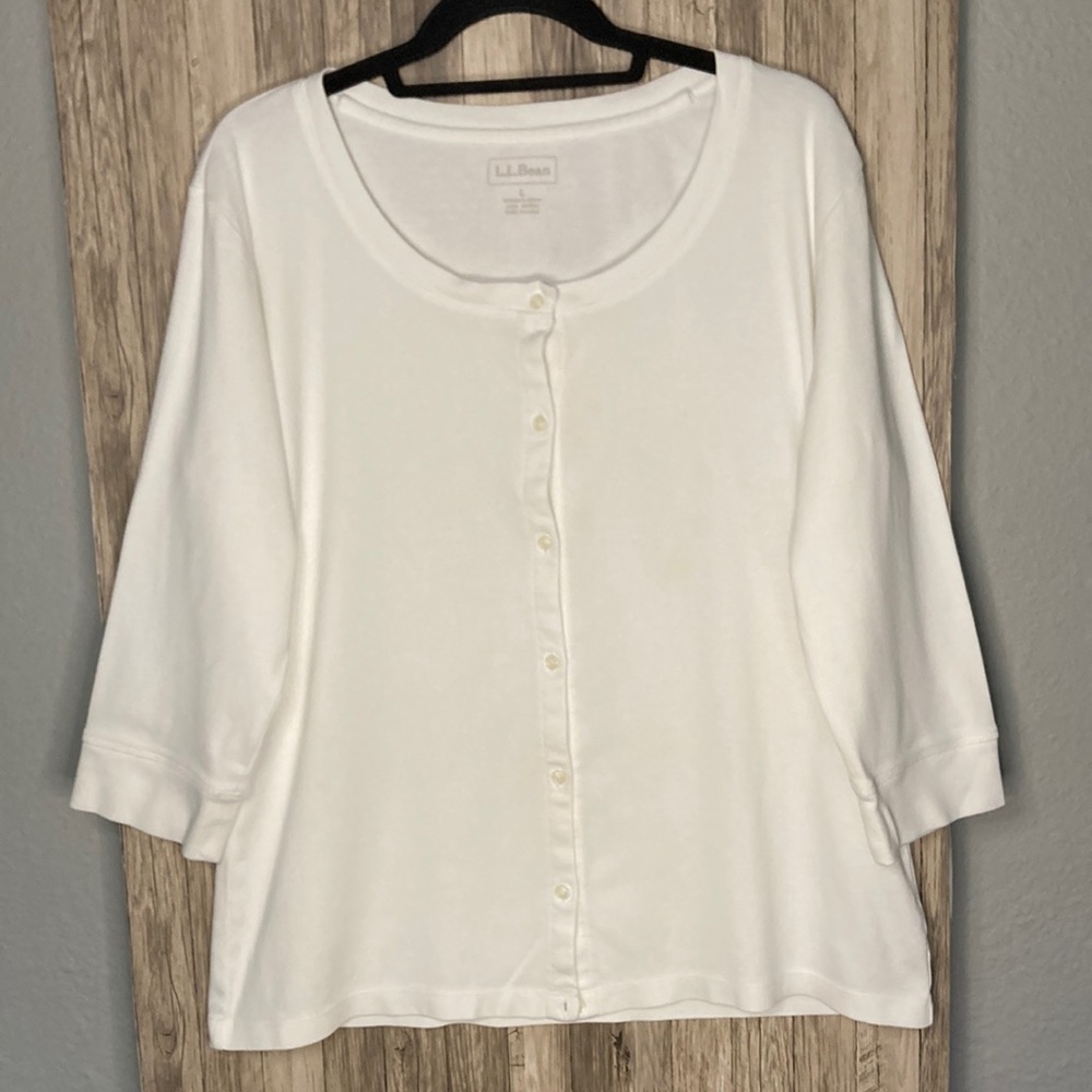 L.L. Bean Women's White Cardigan - Size Large